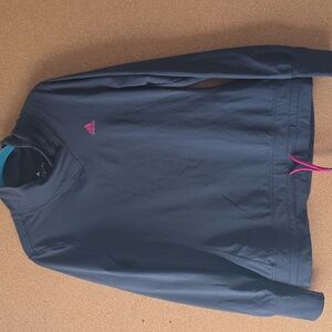 Adidas Performance Dark Gray W Pink Logo Long Sleeve Training Pull Over  L